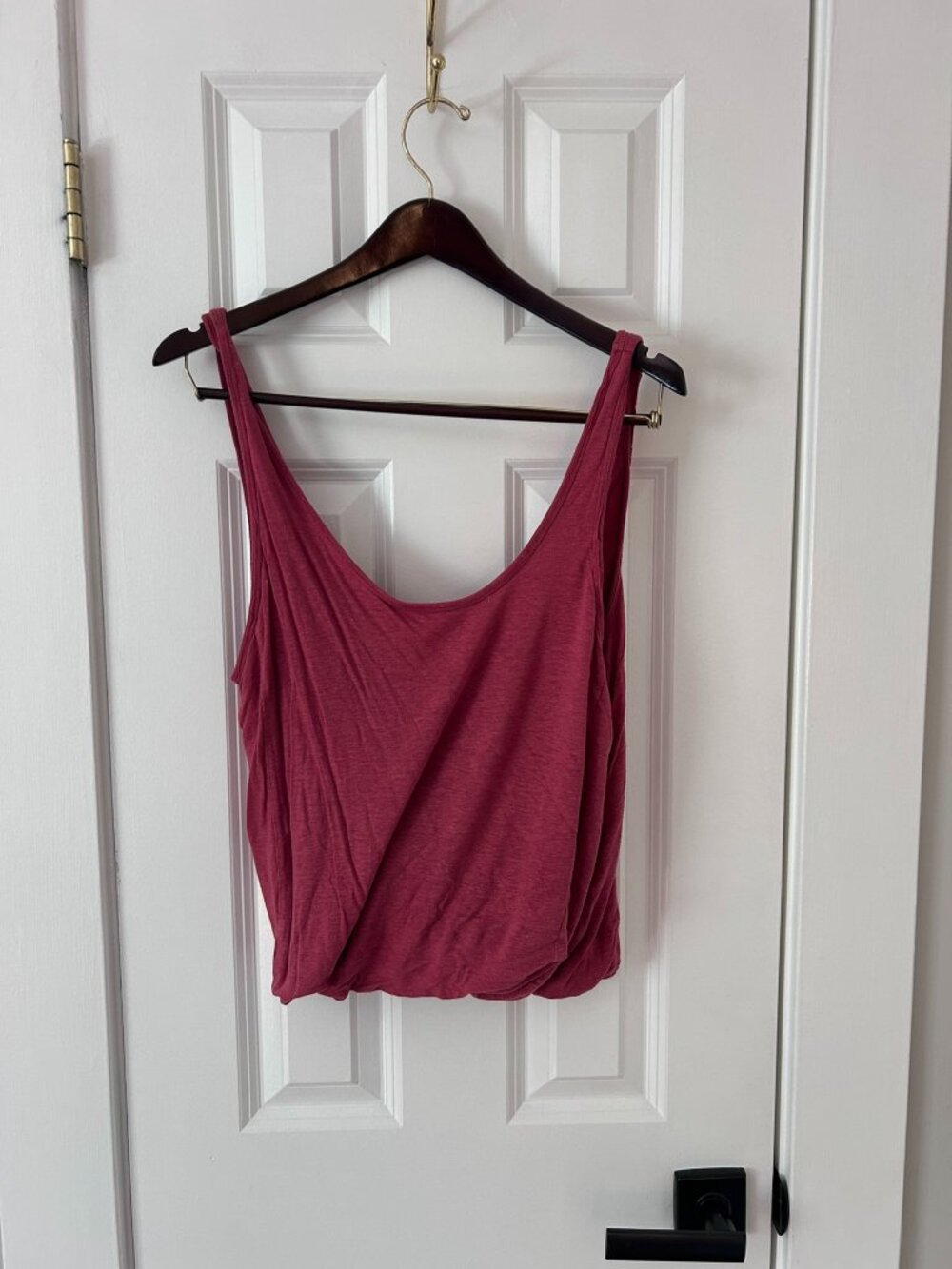Free People Heathered Berry Scoop Neck Blouson Bubble Hem Tank Top Size S